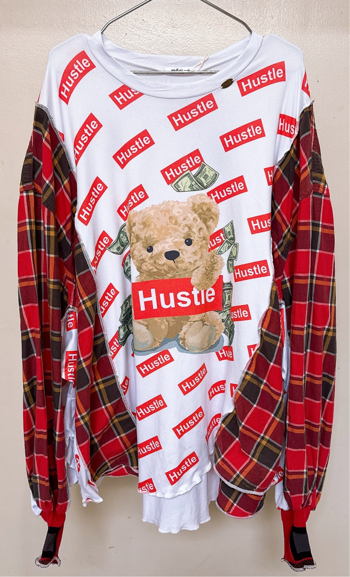 502224 くまさんグラフィックチェックシャツ Teddy bear plaid shirts