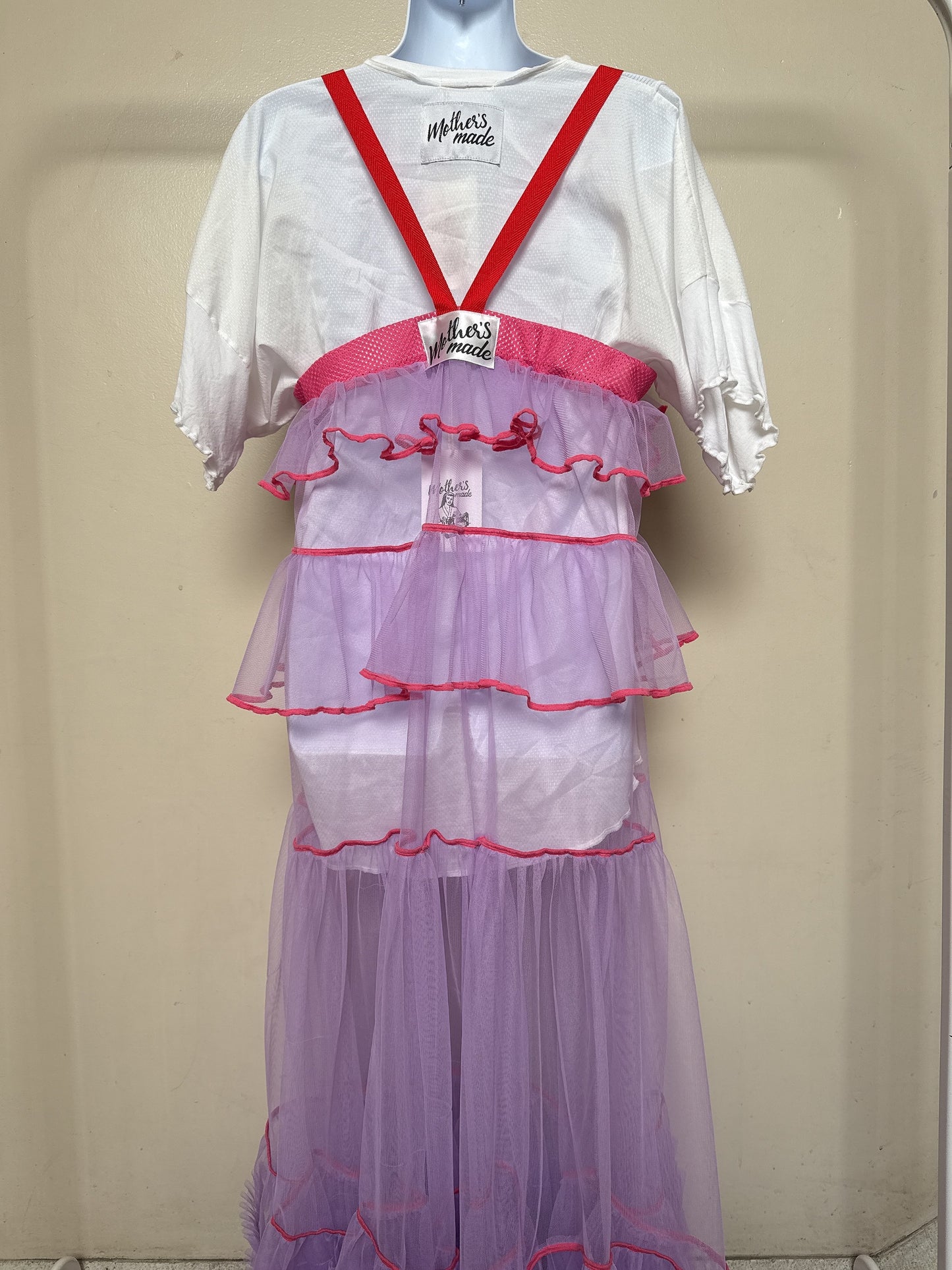 503432 紫チュールワンピース purple tulle overalls