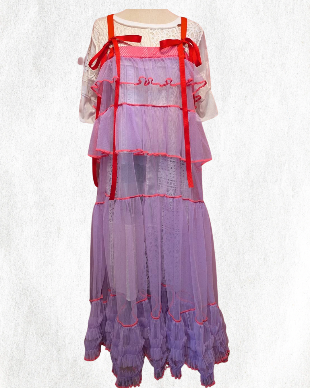 503432 紫チュールワンピース purple tulle overalls