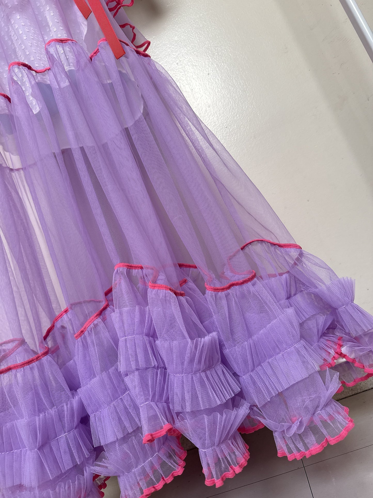 503432 紫チュールワンピース purple tulle overalls