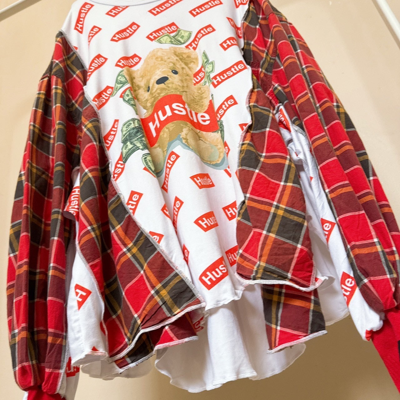 502224 くまさんグラフィックチェックシャツ Teddy bear plaid shirts