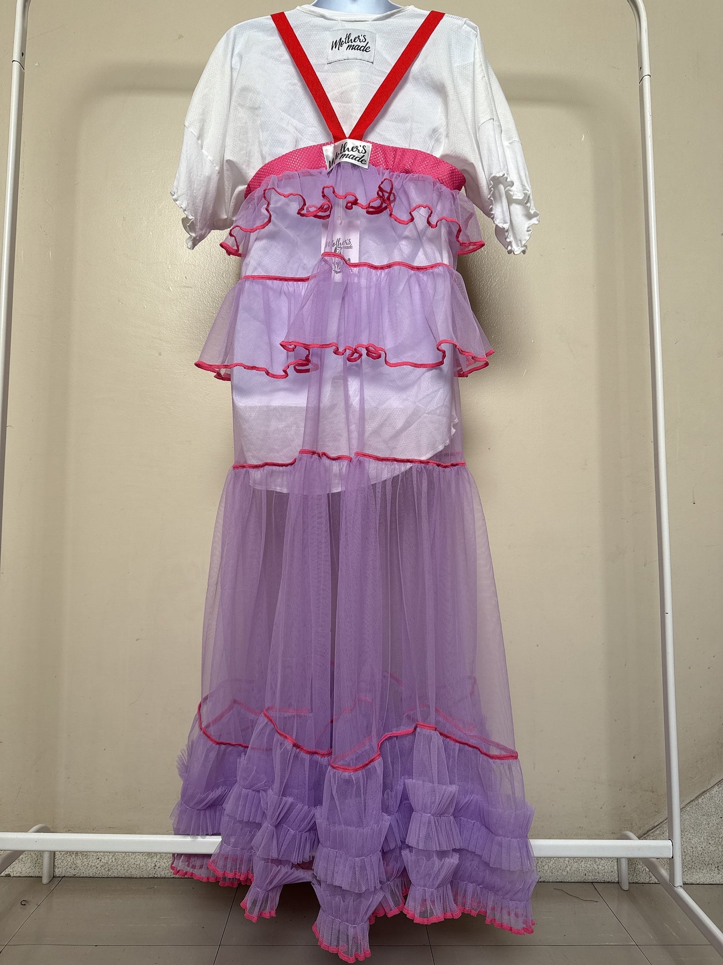 503432 紫チュールワンピース purple tulle overalls