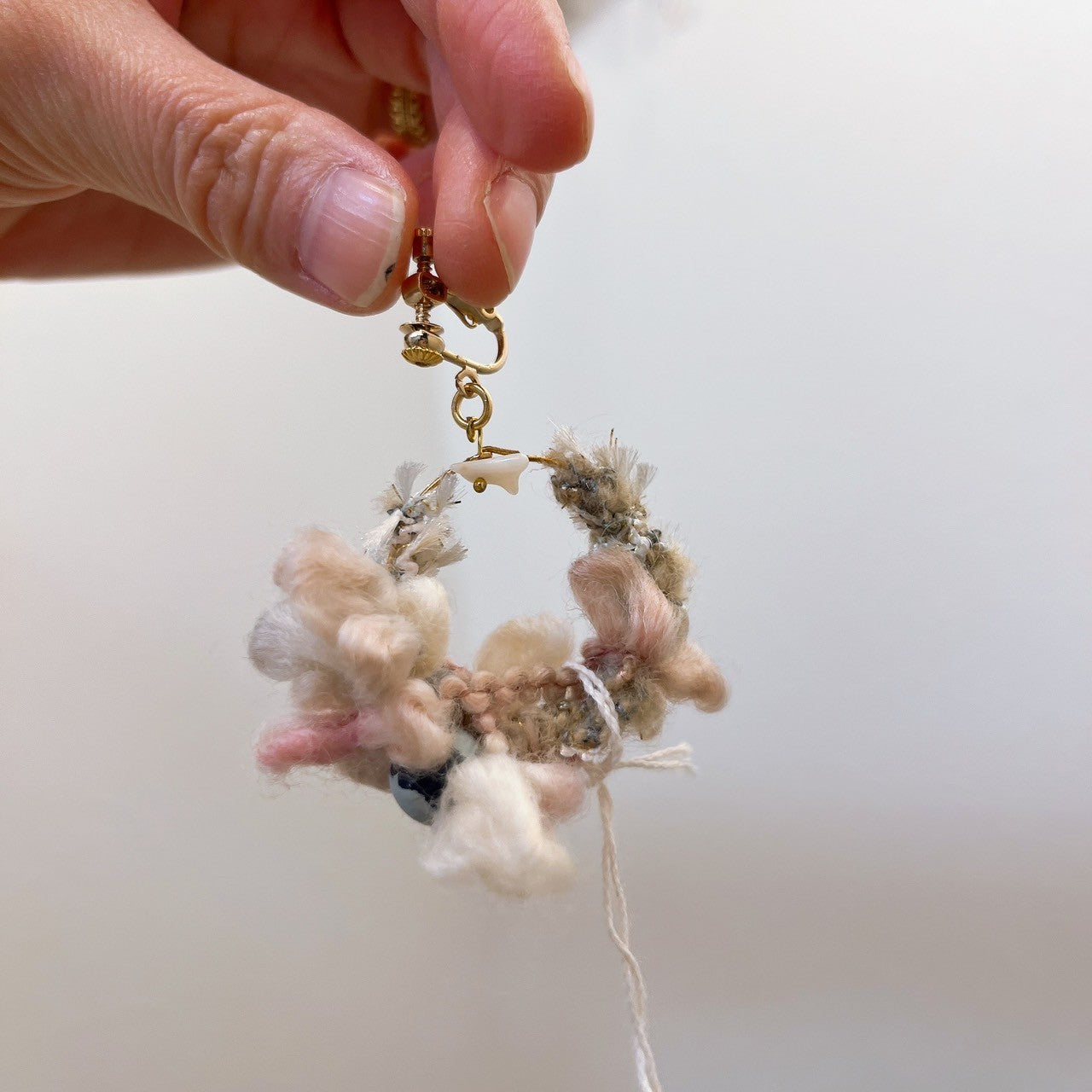 Mother‘s made × UME knit earring/pink（片耳）