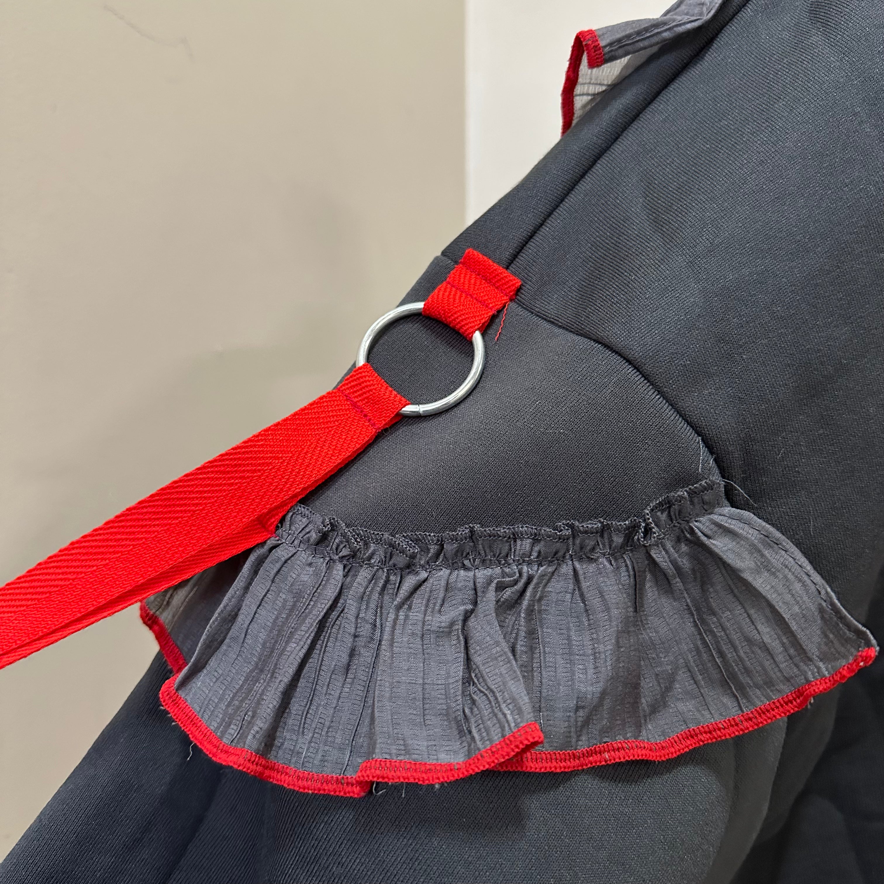 テディベアチェック柄リメイクスウェットシャツ