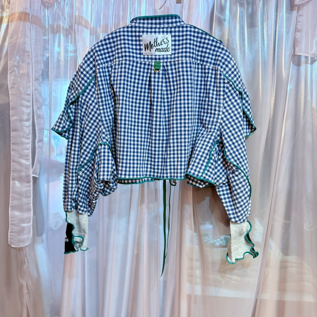 チュール付きチェックシャツ