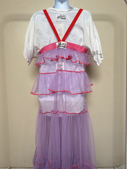 503432 紫チュールワンピース　purple tulle overalls