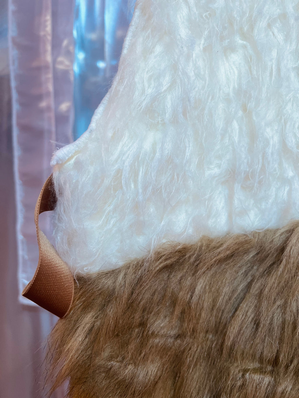 ファー xニットのパッチワークベスト