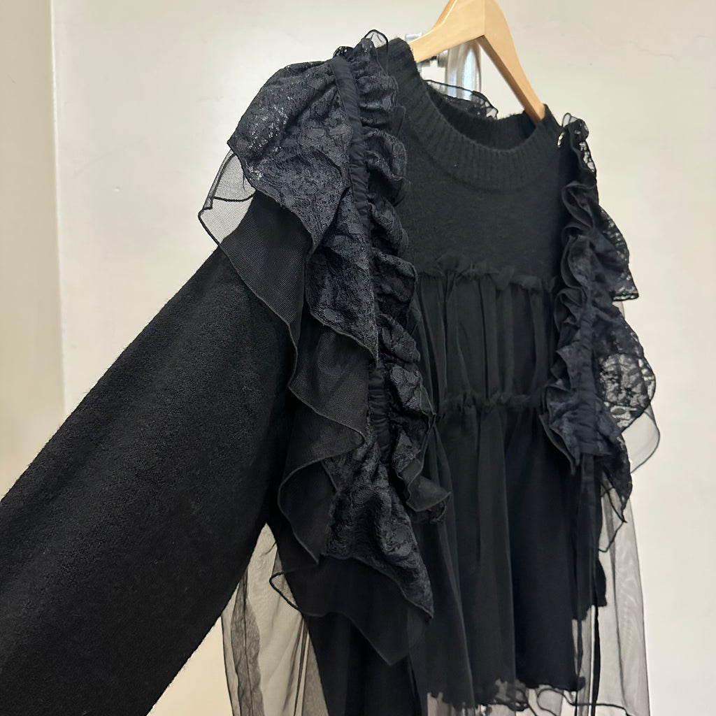 取り外し可能なレース付きチュールセーター