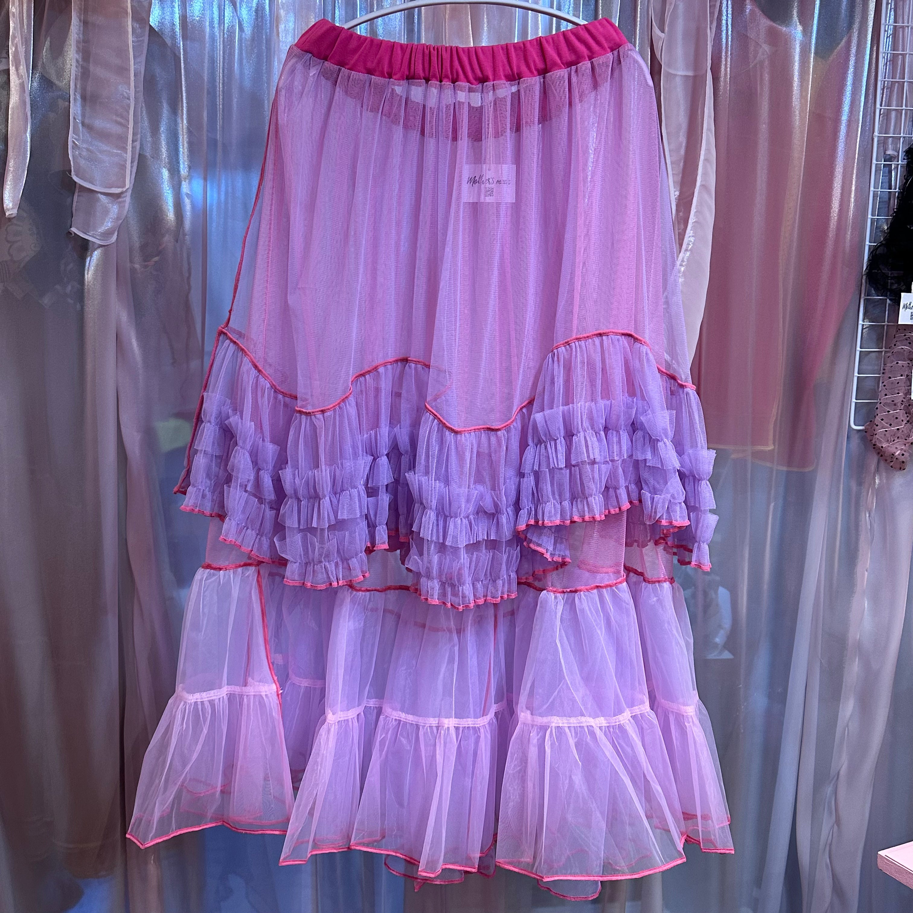 ピンク紫チュールスカート