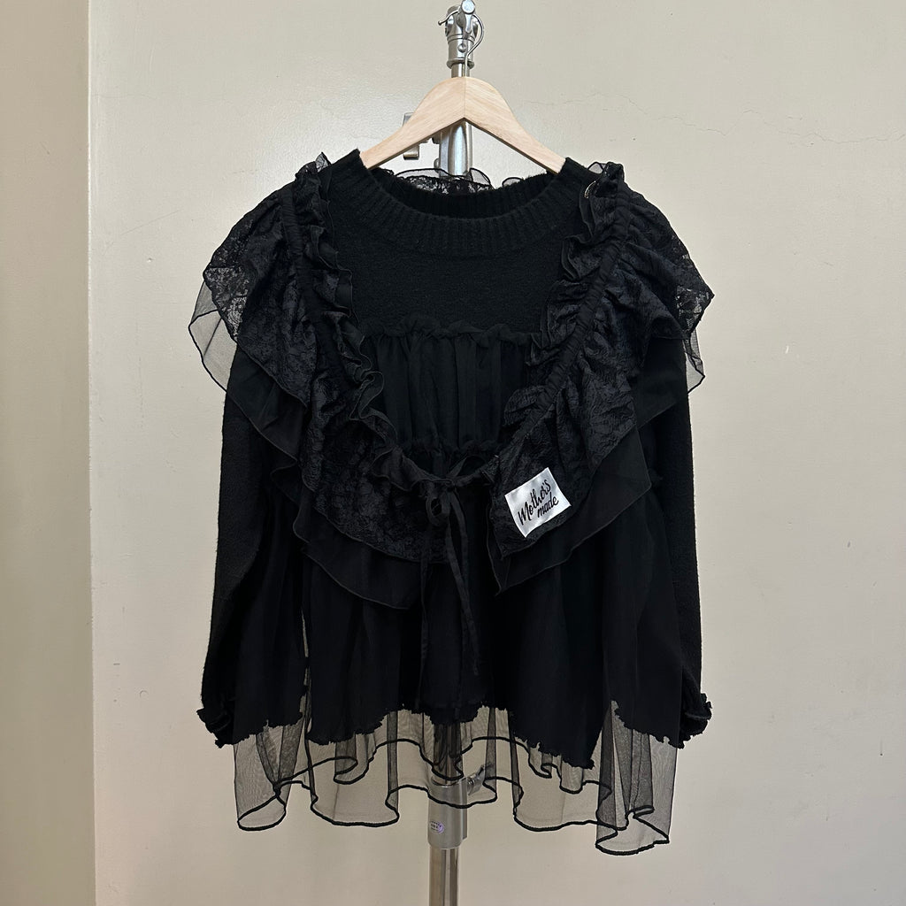 取り外し可能なレース付きチュールセーター