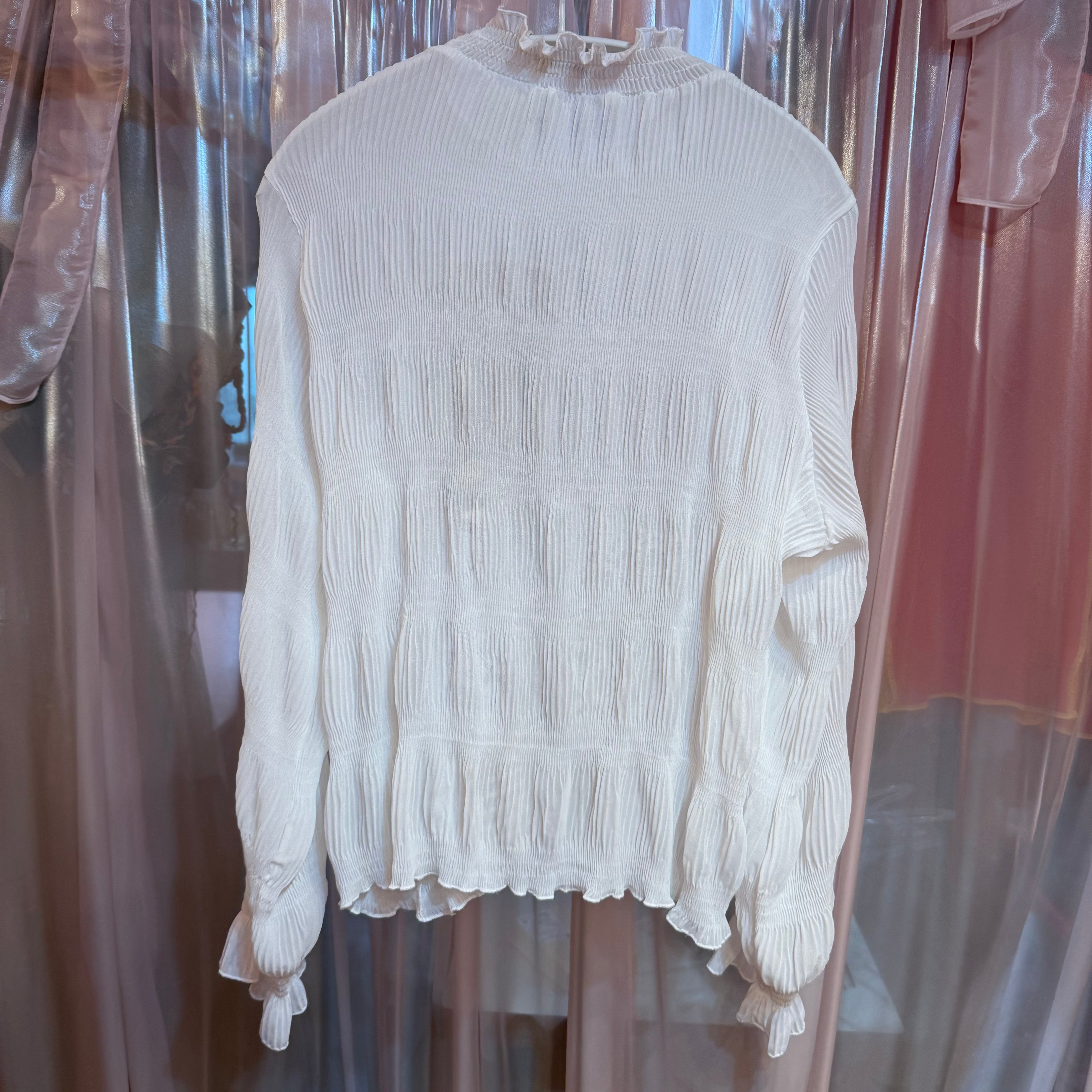 白レースパッチワークトップス