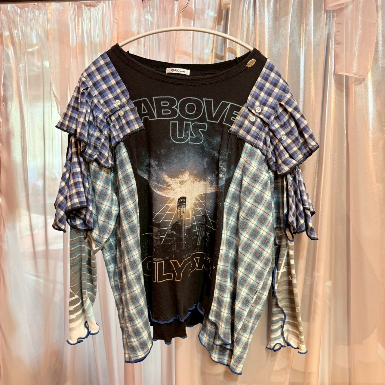 ブルーチェック2-wayトップス