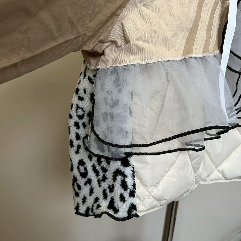 チャイナボタンチュール付きボレロジャケット 2点セット (ベージュ)