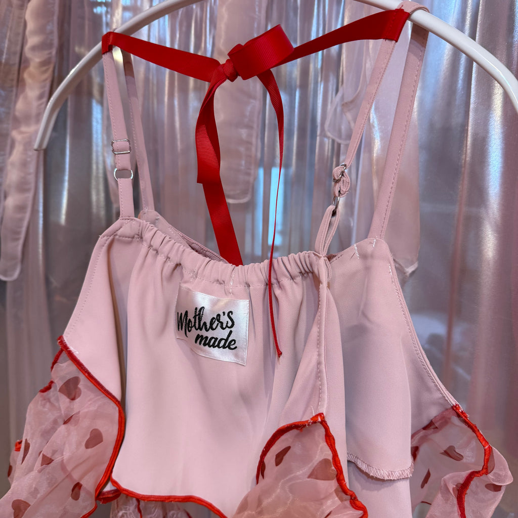 ピンク薔薇刺繍レースキャミソール