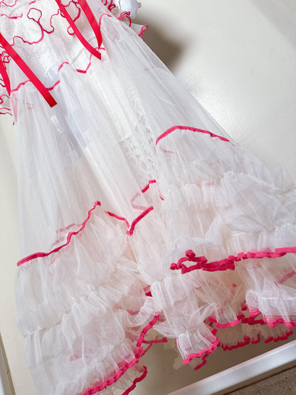 504401 オフホワイトチュールワンピース　off white tulle overalls