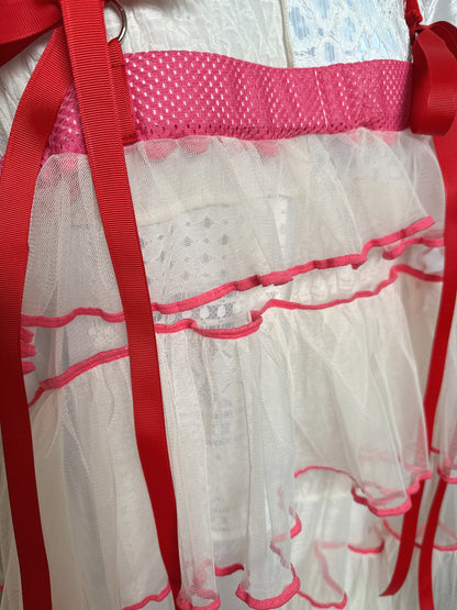 504401 オフホワイトチュールワンピース　off white tulle overalls