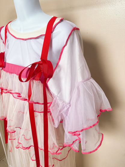 504401 オフホワイトチュールワンピース　off white tulle overalls