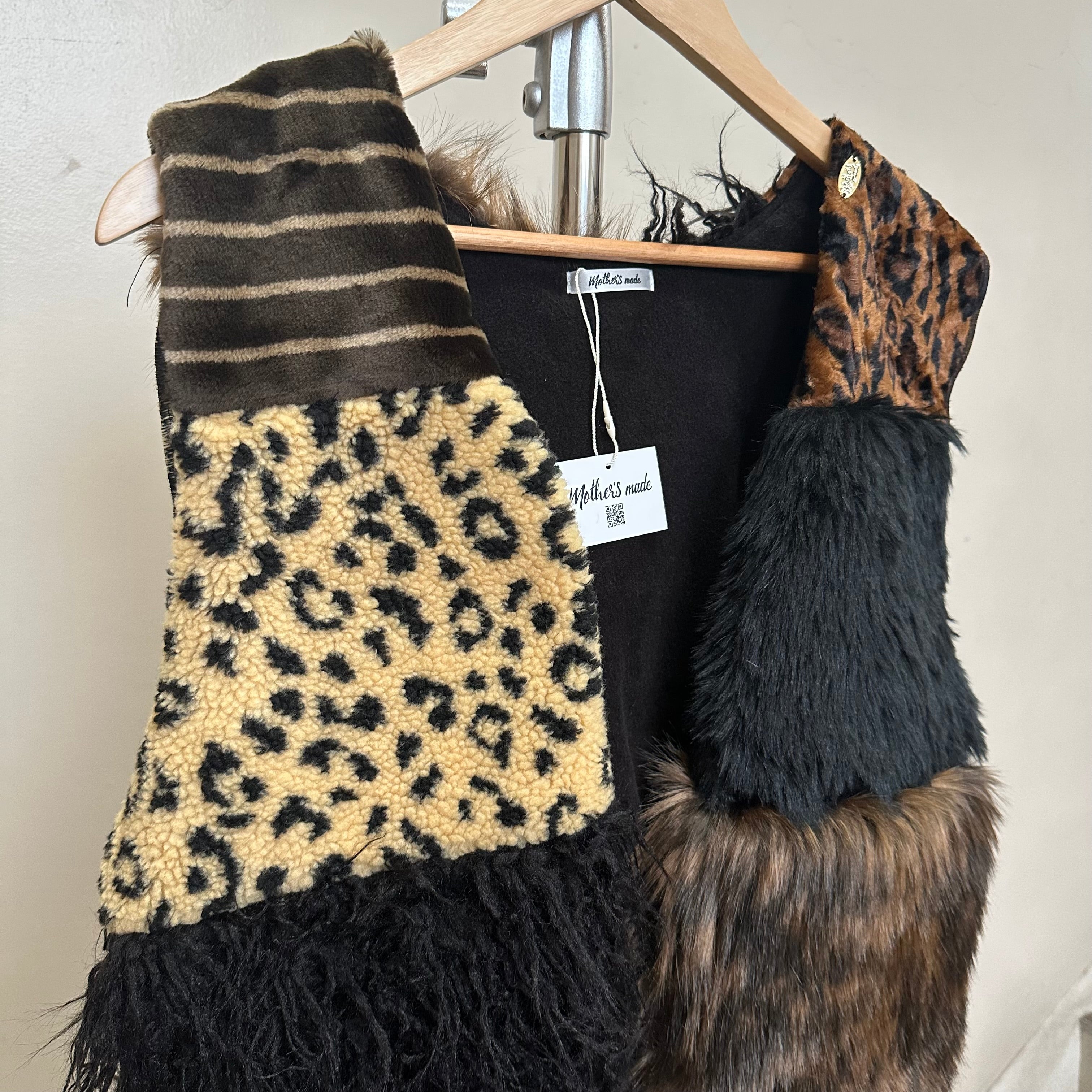 ファーパッチワークベスト