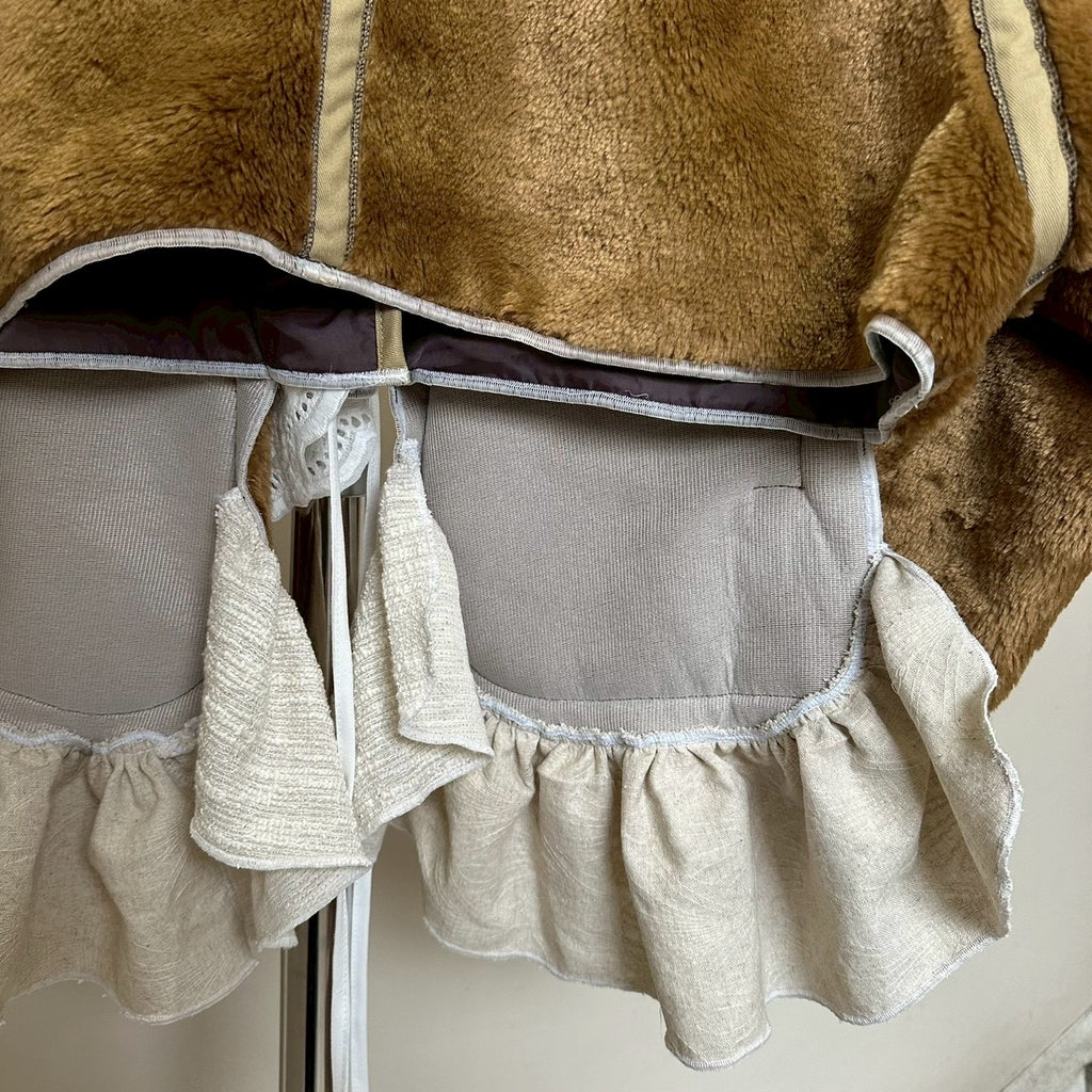 ボアベージュ白レースショットジャケット