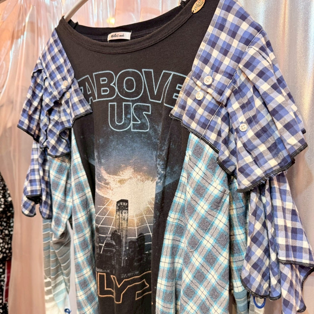 ブルーチェック2-wayトップス