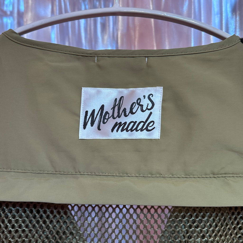 ベージュヒョウワッペンフィッシングチュールベスト