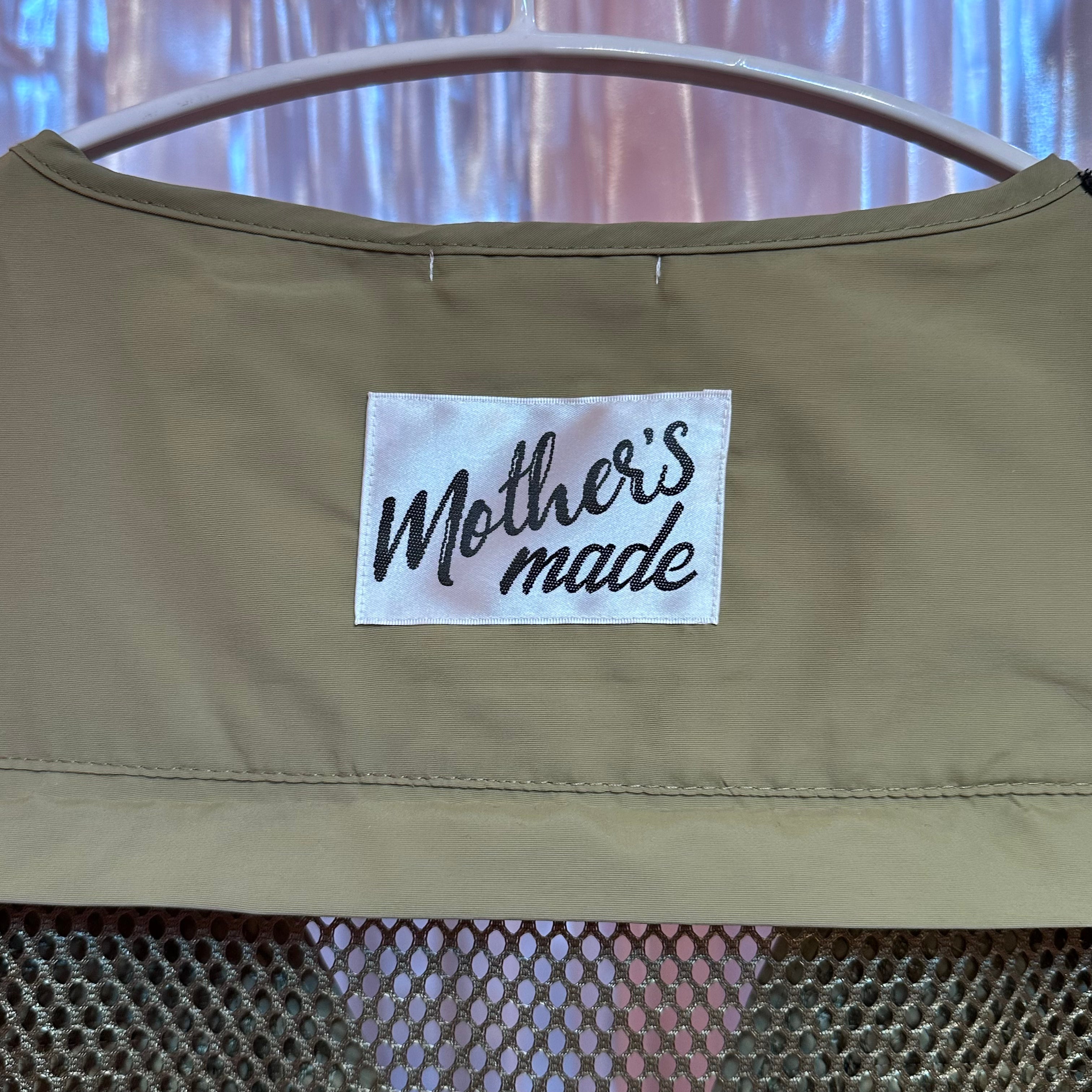 ベージュヒョウワッペンフィッシングチュールベスト