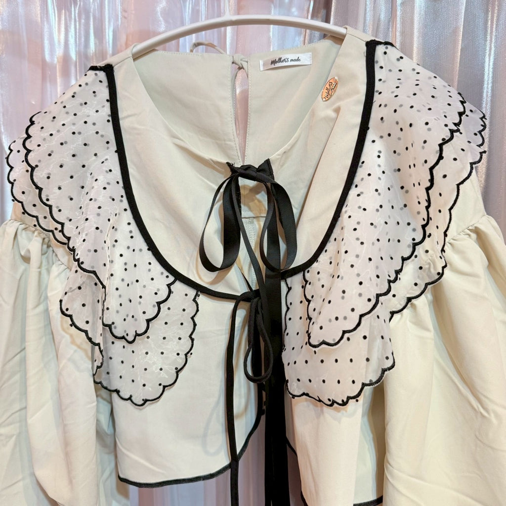 アイボリーレース刺繍バルーンスリーブジャケットハウリー