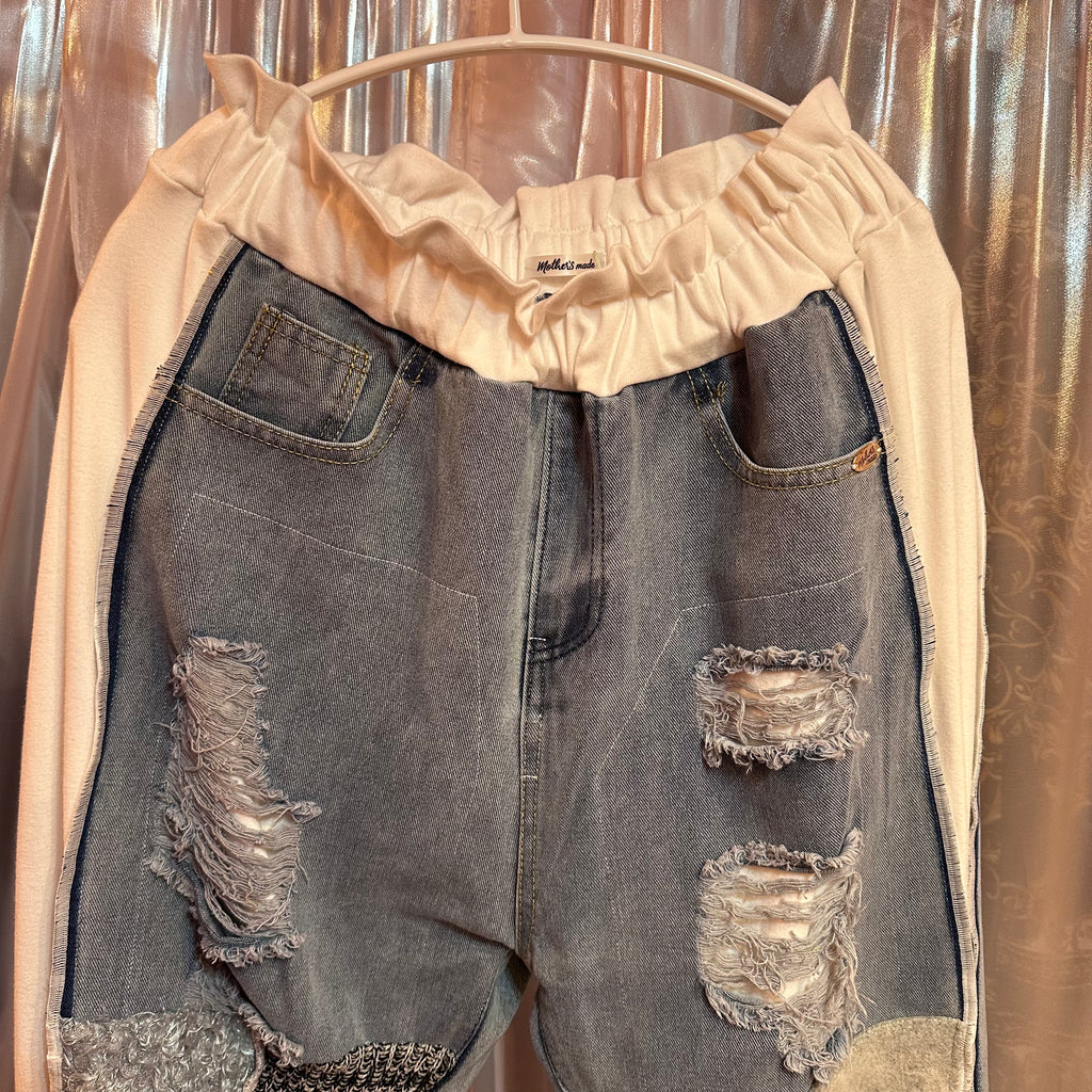 ニットパッチワークデニム