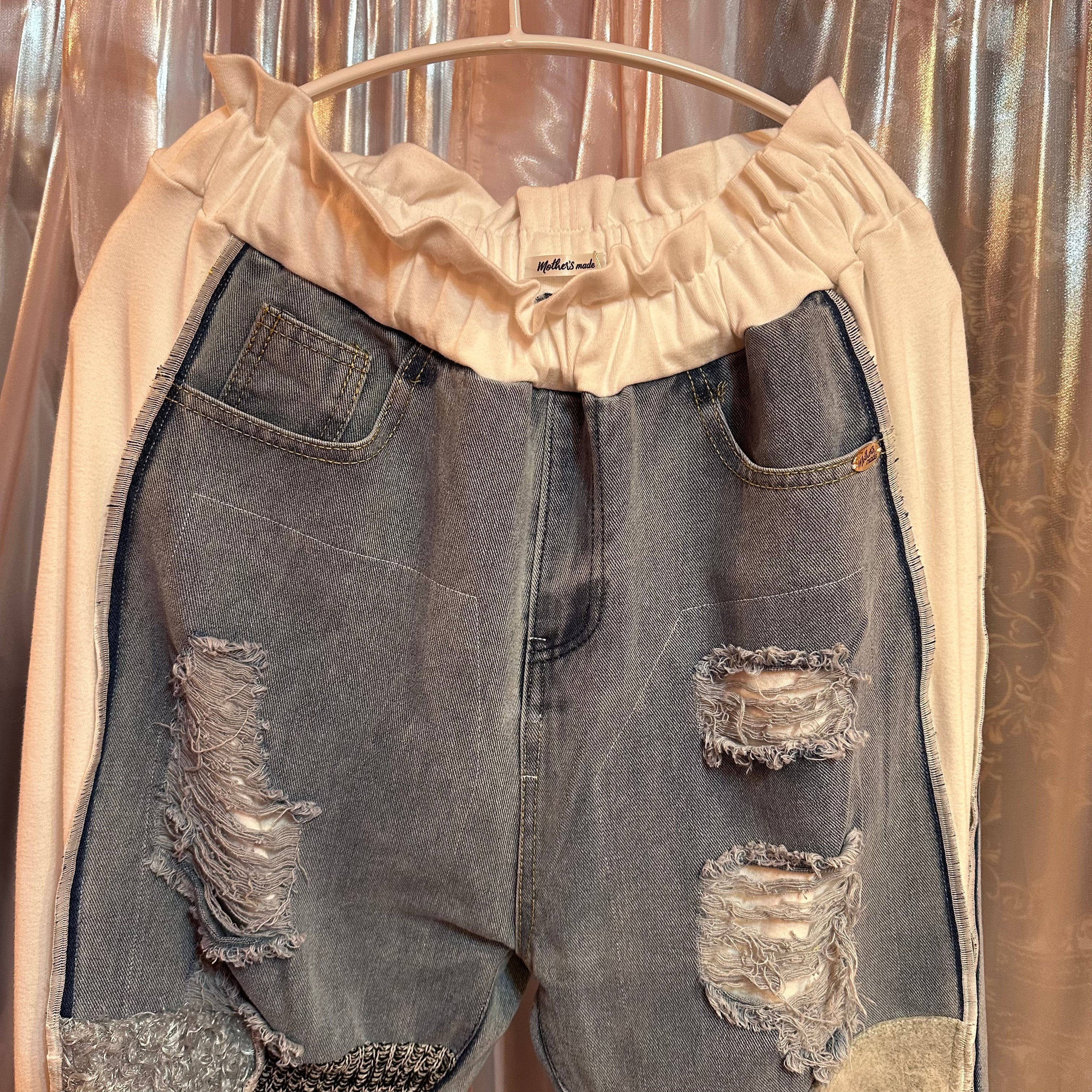 ニットパッチワークデニム