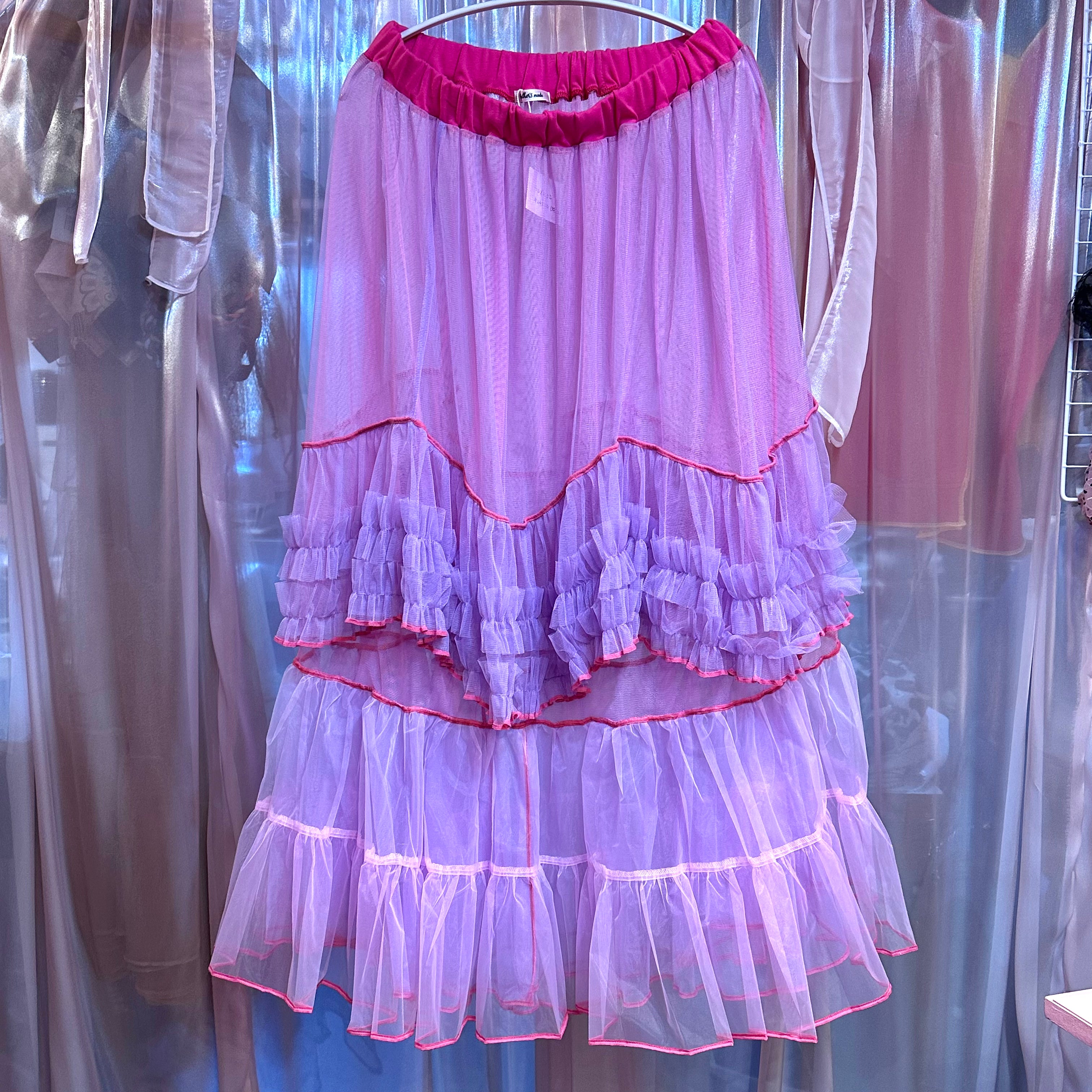 ピンク紫チュールスカート