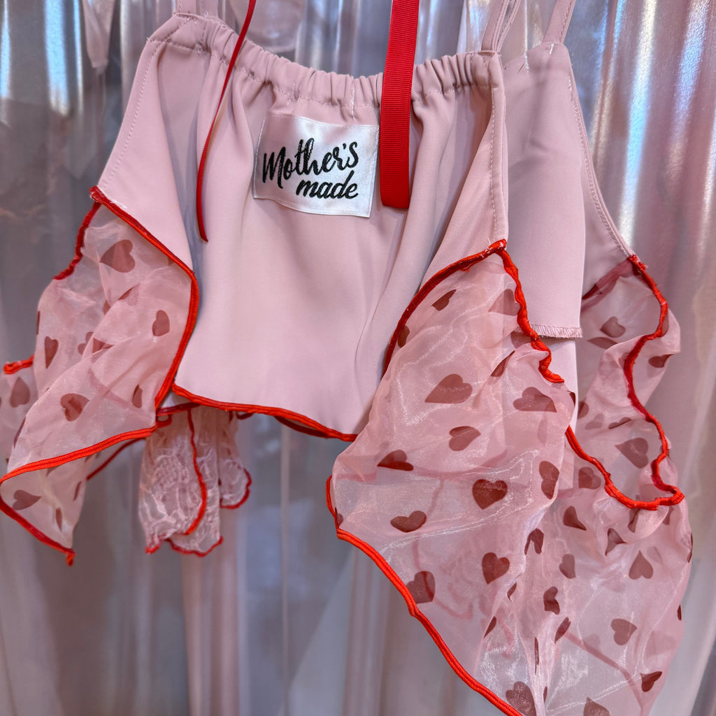 ピンク薔薇刺繍レースキャミソール