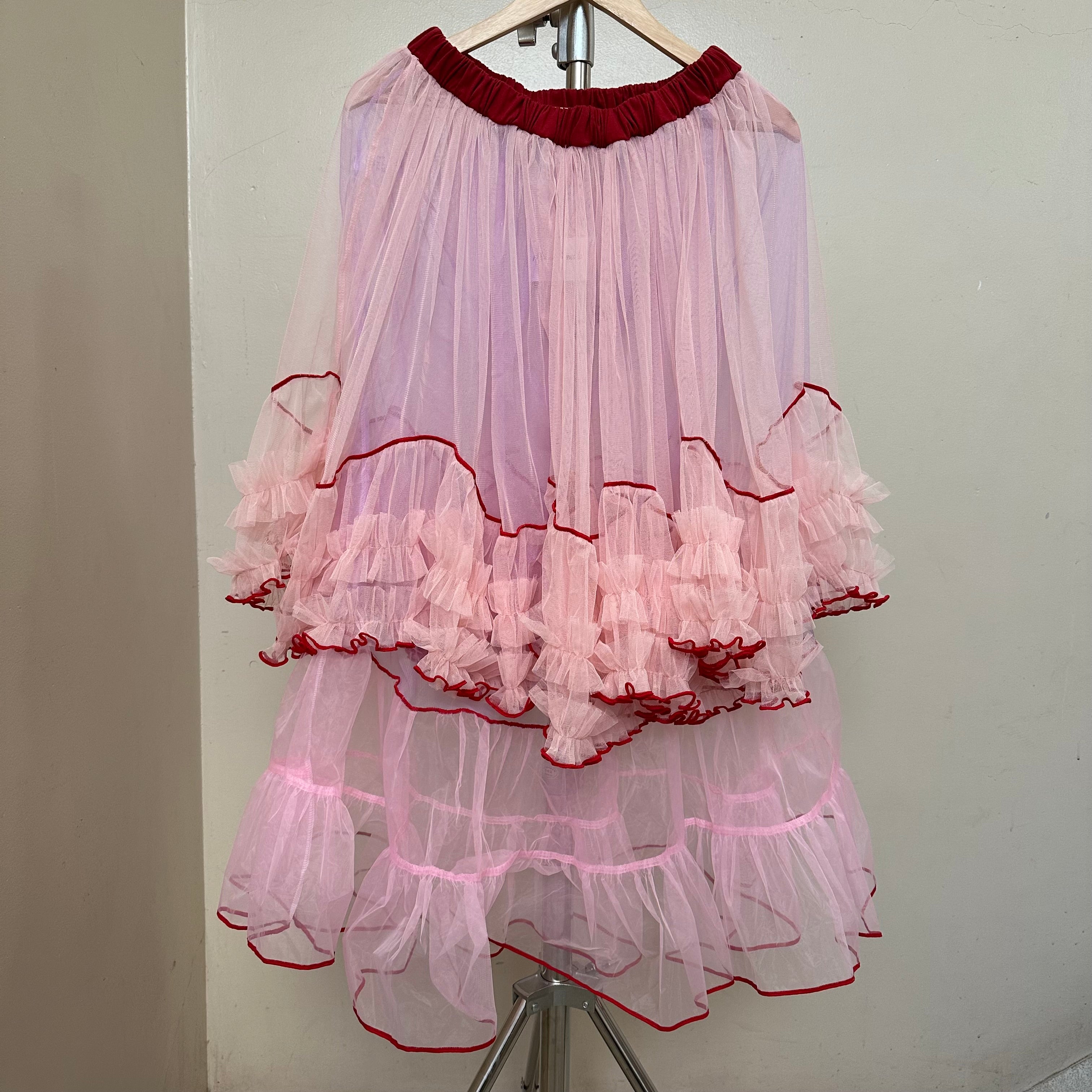 ピンク×パープルのチュールスカート