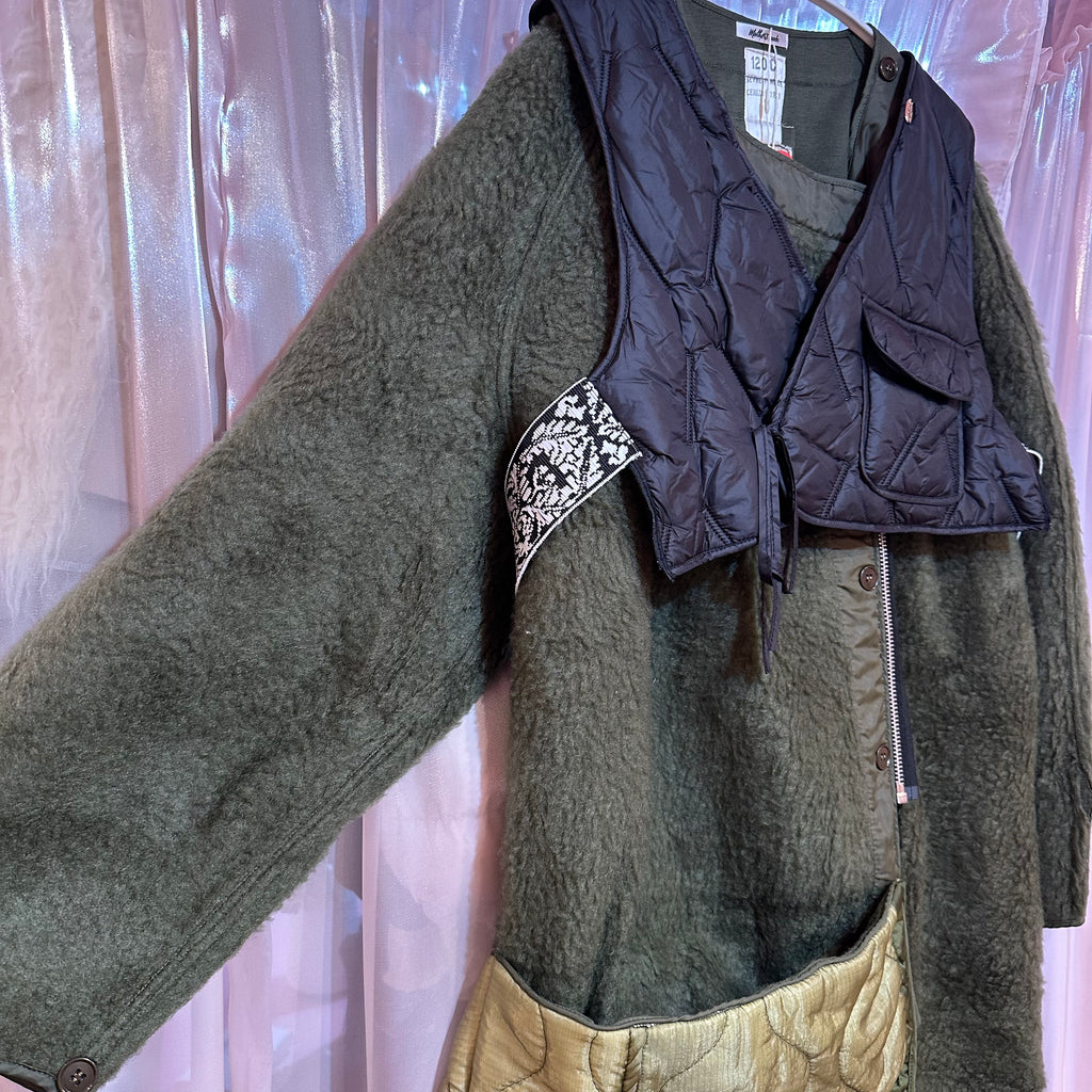 2ピースセットカーキアシンメトリーコート