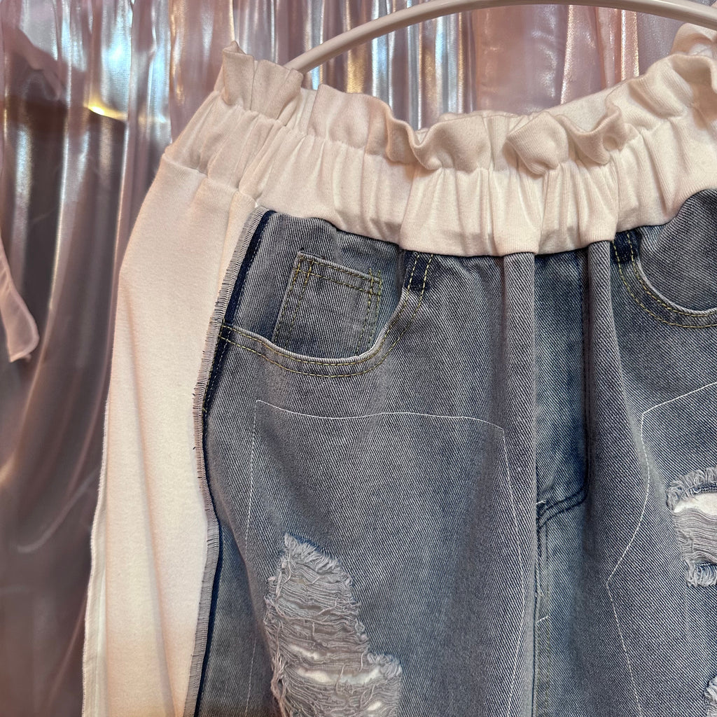 ニットパッチワークデニム