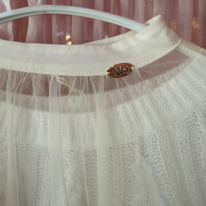 シアーWニットチュール袖トップス（WHITE）