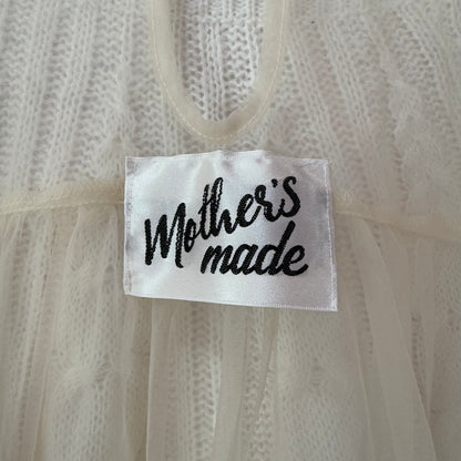 シアーWニットチュール袖トップス（WHITE）