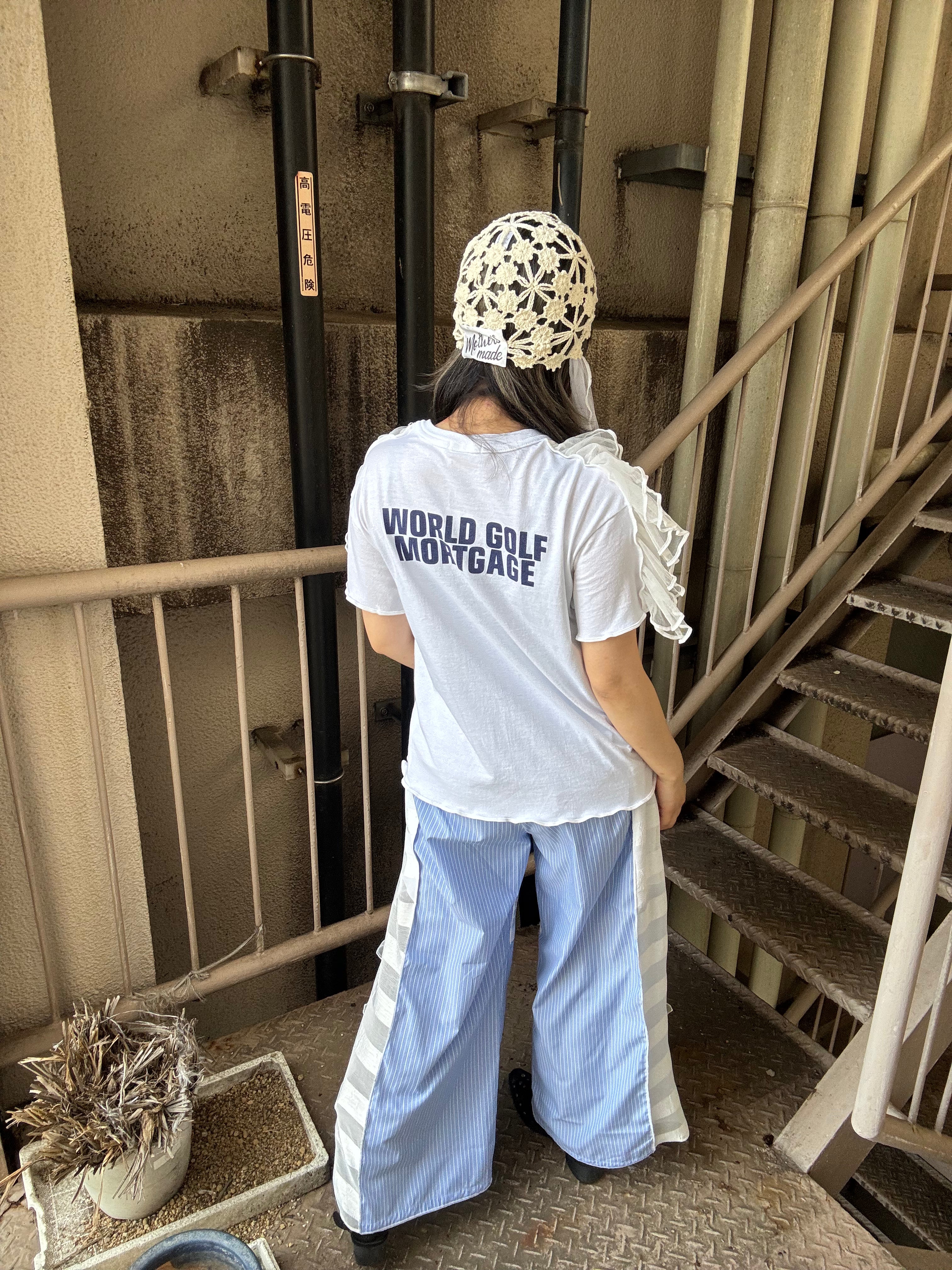 肩フリル付き半袖Tシャツ