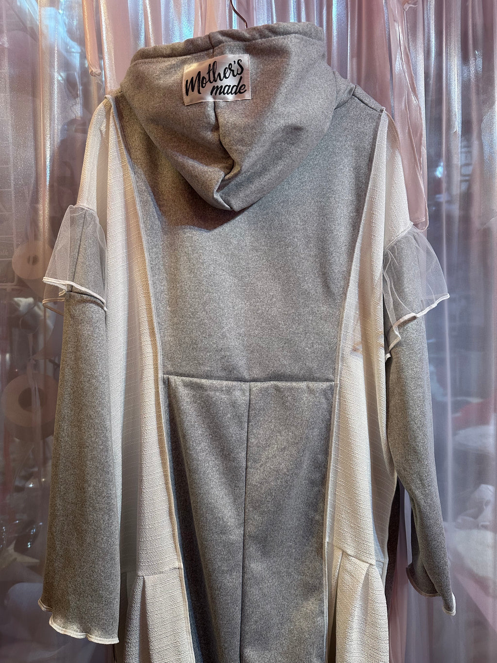 ニットパッチワークフード付きワンピース