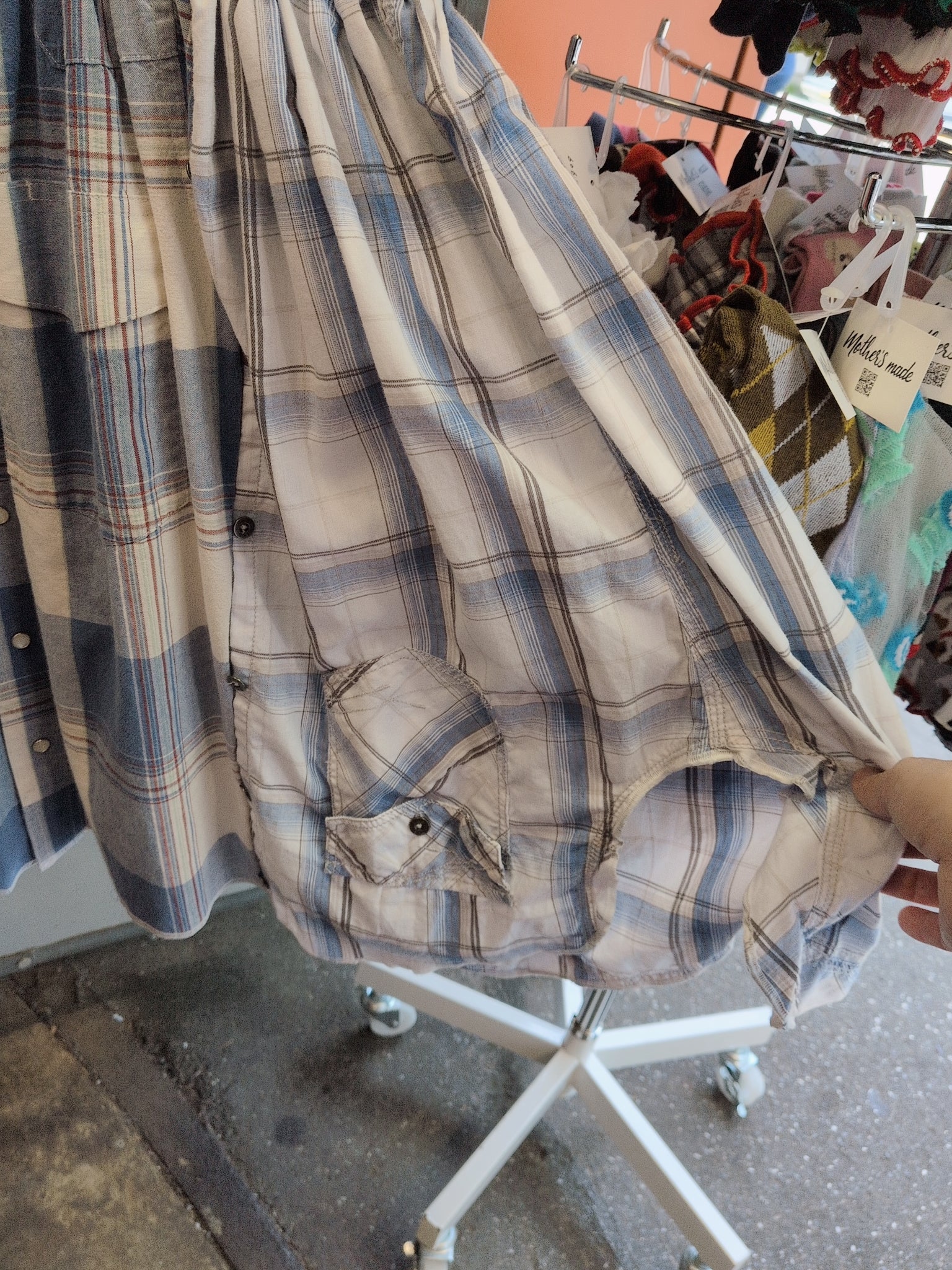 シャツリメイクサロペット ブルー