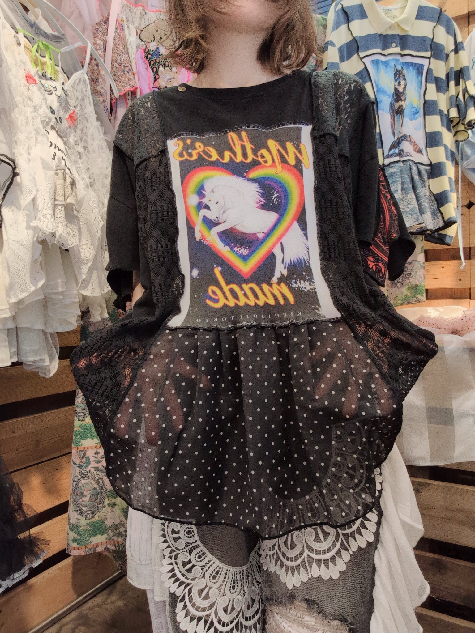 ユニコーン黒半袖Tシャツ
