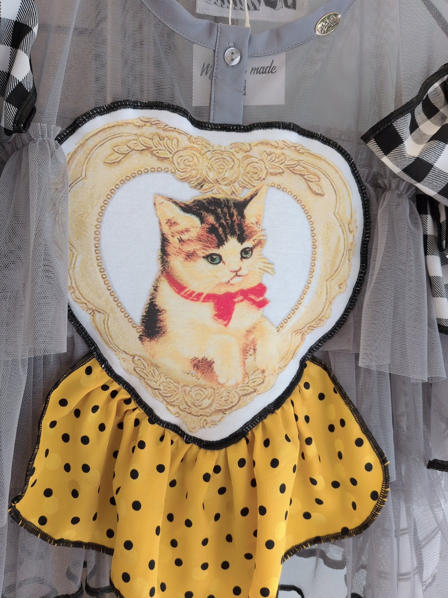ねこハート♡シフォントップス グレー
