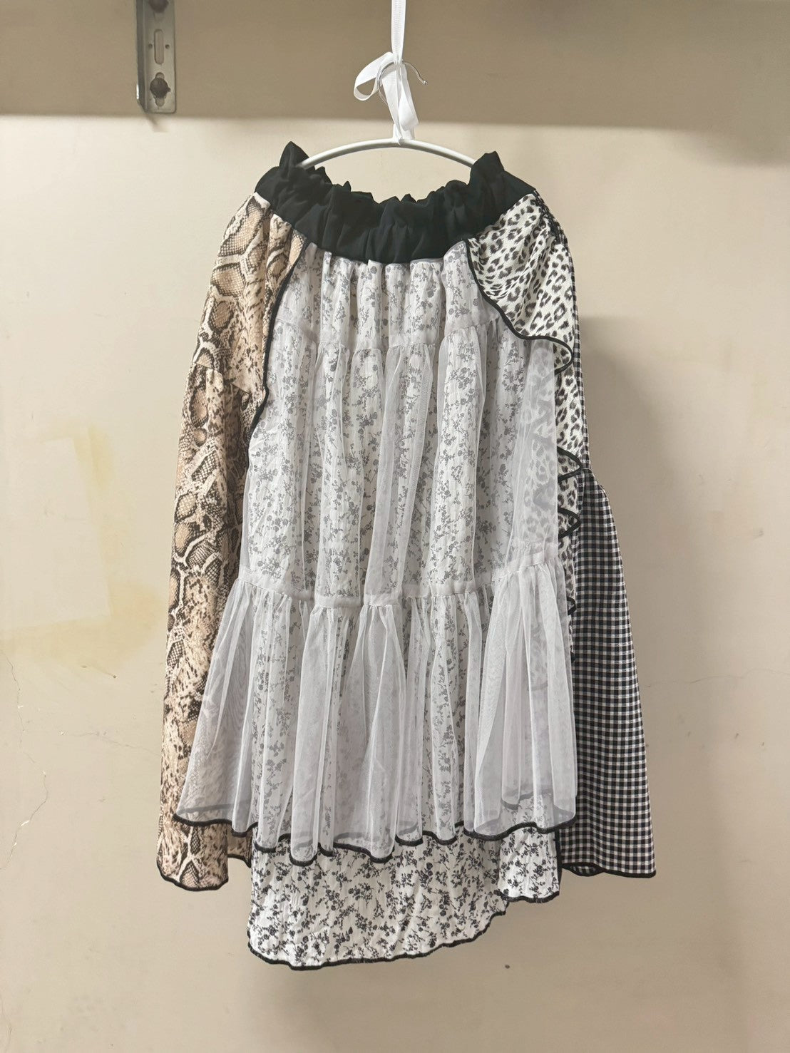 シフォンmixへび柄ギャザースカート