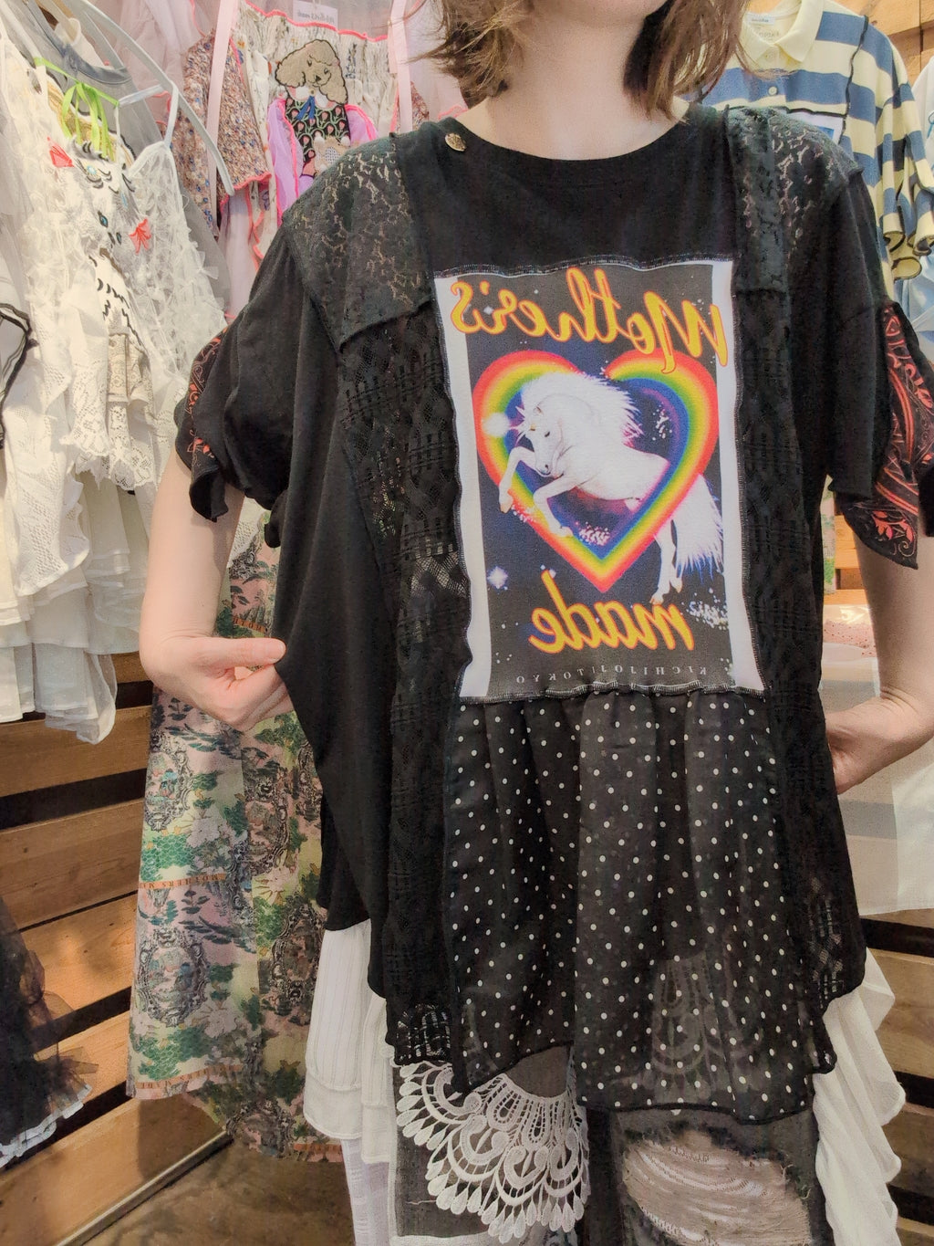 ユニコーン黒半袖Tシャツ