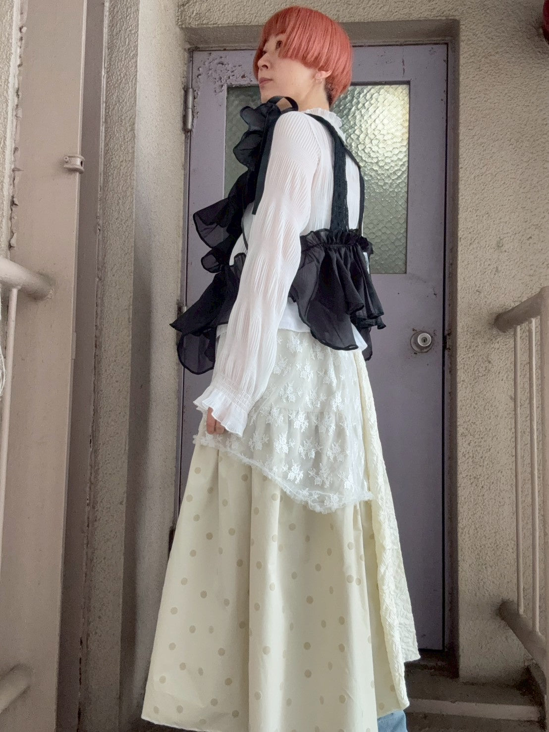 黒シフォンフリルキャミソール