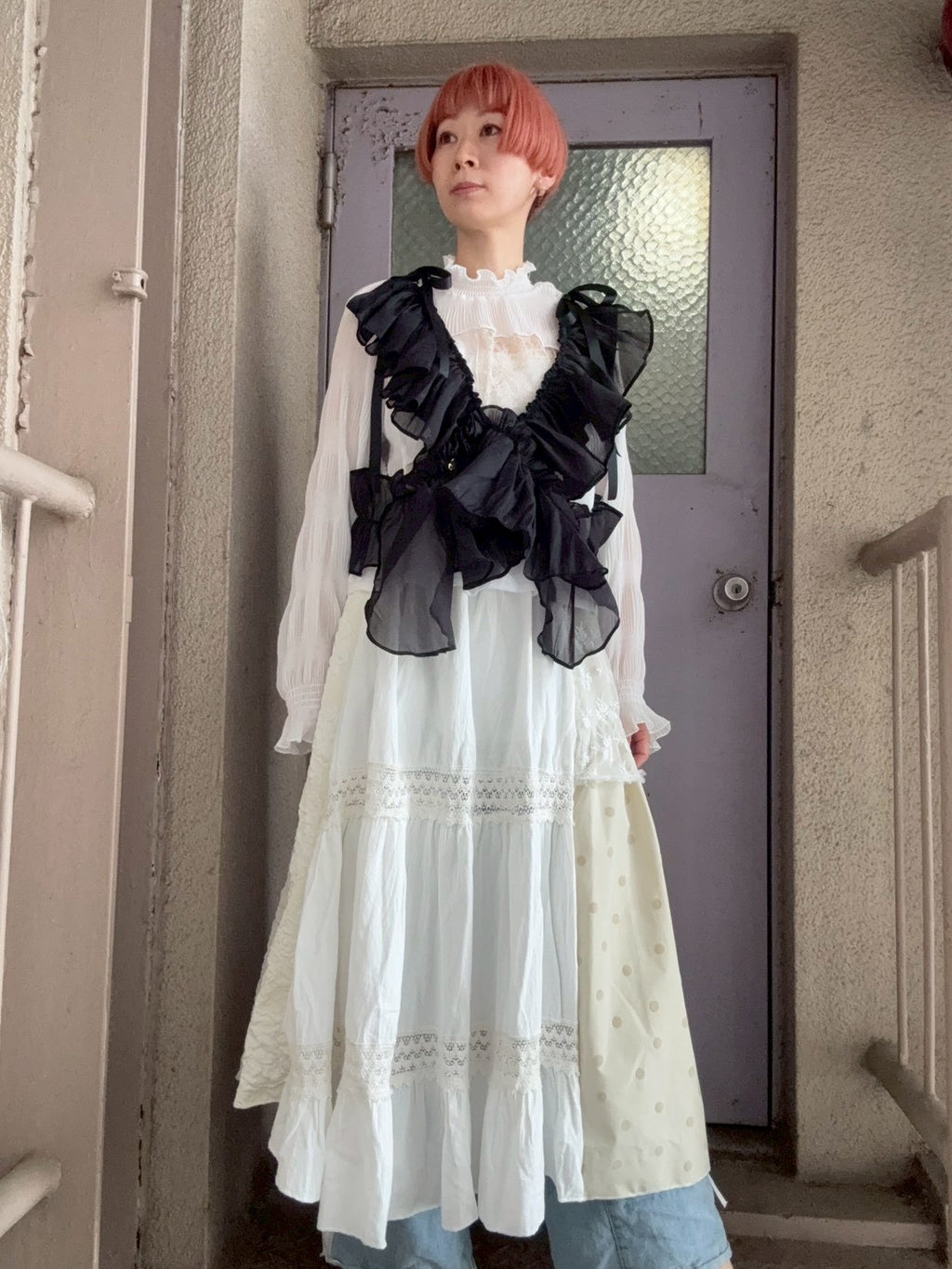 黒シフォンフリルキャミソール