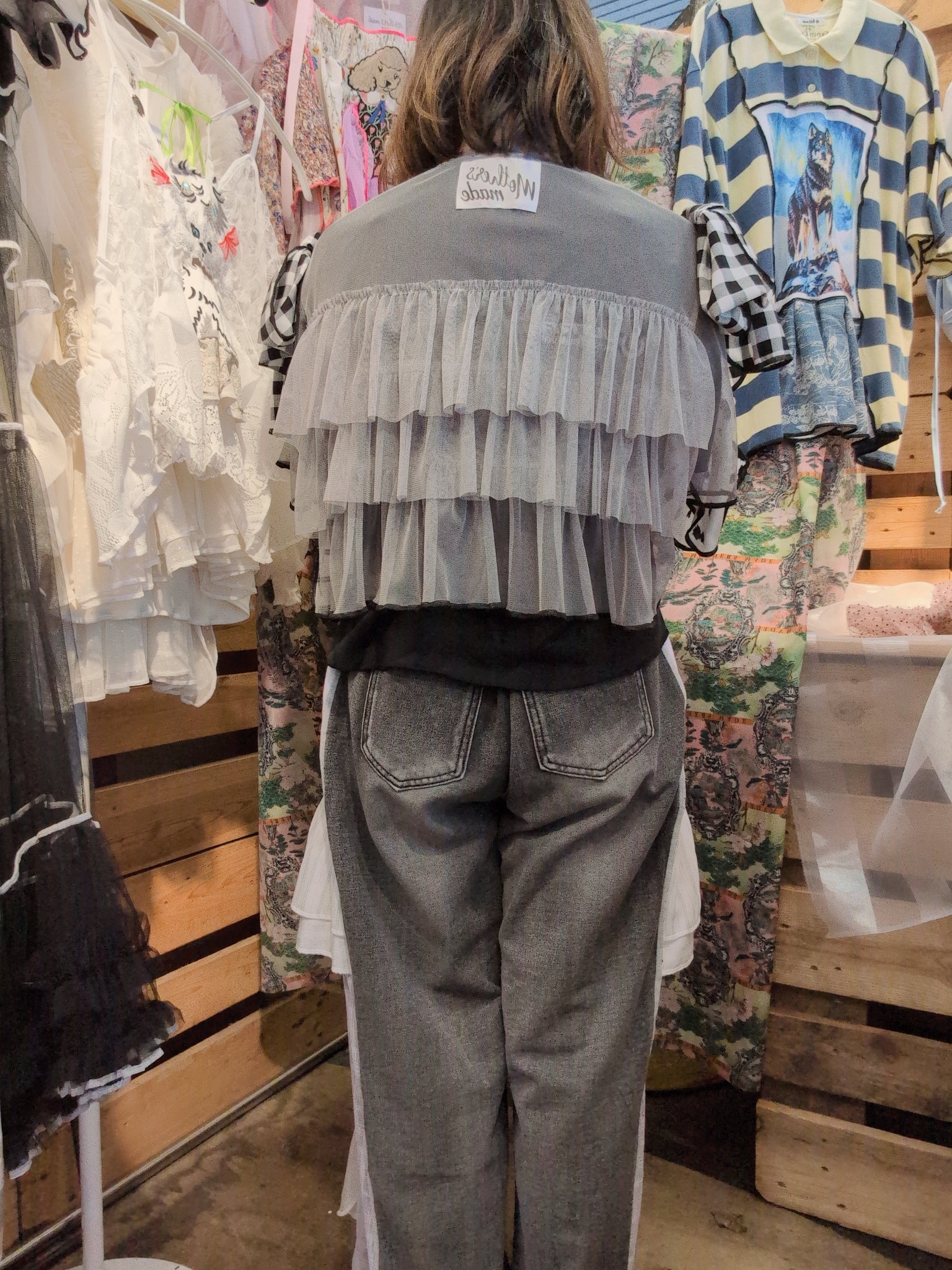 ねこハート♡シフォントップス グレー