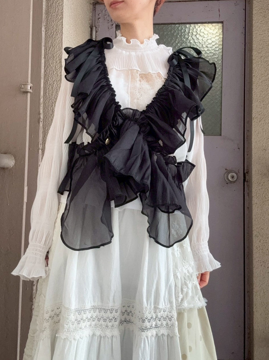 黒シフォンフリルキャミソール
